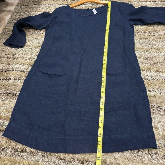 Studio 412 Linen Dress size small navy blue 3/4 sleeves pockets - Picture 10 of 10